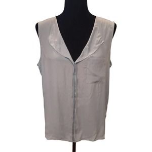 Amour Vert 100% Silk Blue Sleeveless High-Low Top Size Medium